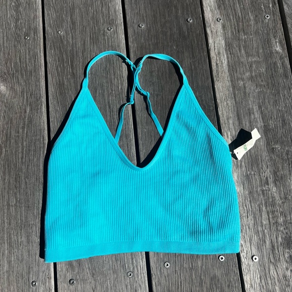Aerie blue tank top, crop top, size small, open back - Picture 1 of 3